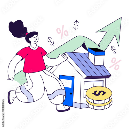A premium design illustration of property valuation growth 