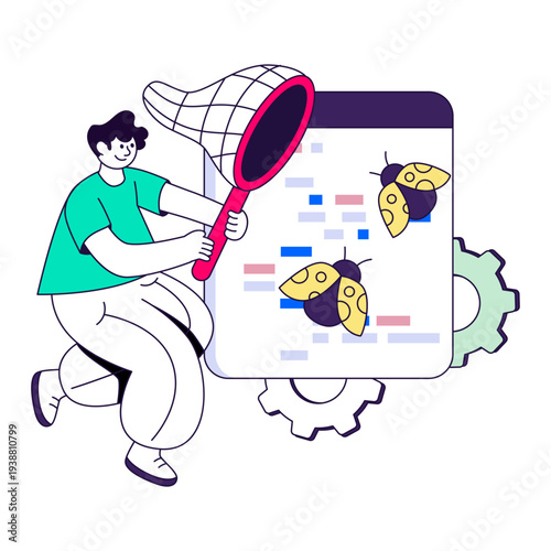      Conceptual flat design illustration of bug fixing 