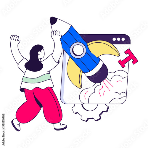 Trendy design illustration of design launch 