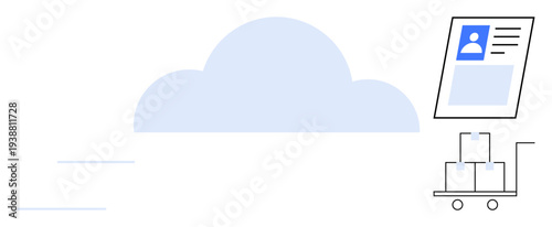 Cloud computing concept. Cloud technology integrates shipment tracking and digital identity. Cloud systems improve logistics, secure identity verification, and data management. For tech, logistics