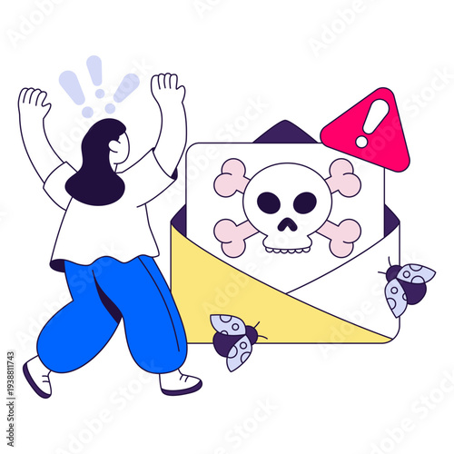 Modern design illustration of email hacking 