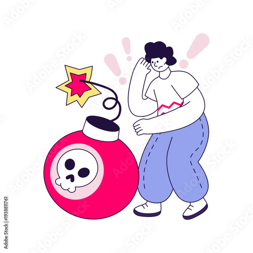 Fotografie Cyber bomb illustration, editable flat illustration