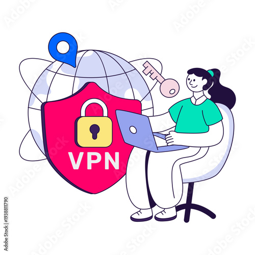 Modern design illustration of secure vpn