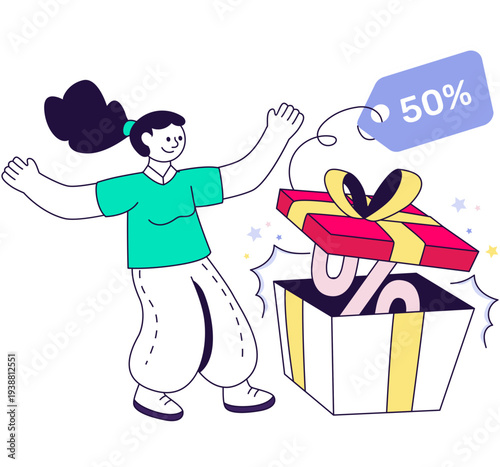 An eye catching design illustration of discount gift 