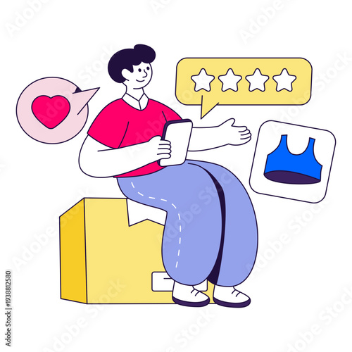 A unique design illustration of shopping feedback 