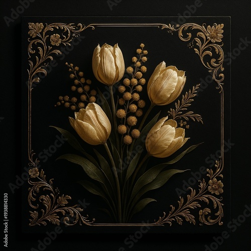 vintage background with tulips