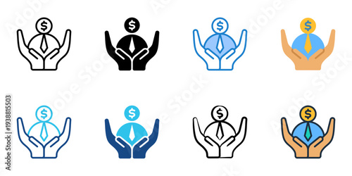 Personal finance icons set multiple style collection. Editable stroke 
