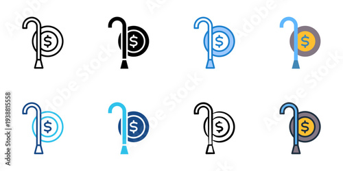 Pension icons set multiple style collection. Editable stroke 
