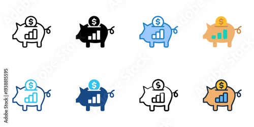 401(k) icons set multiple style collection. Editable stroke 
