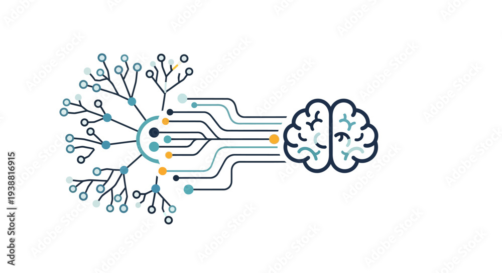 Obraz premium Artificial Neural Network Brain Connection Illustration.