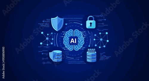 Artificial Intelligence Concept with Brain Icon.