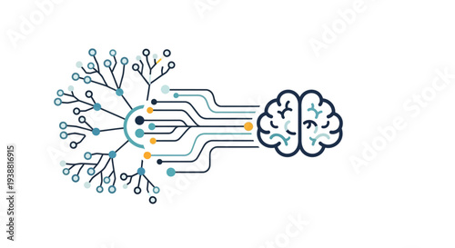 Artificial Neural Network Brain Connection Illustration.