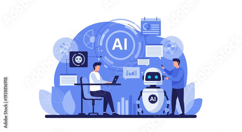 Artificial Intelligence Robot with Human Workers.