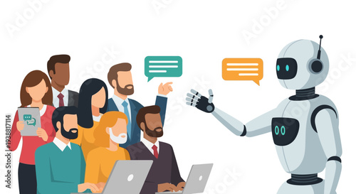 Robot Interacting with Business Professionals.