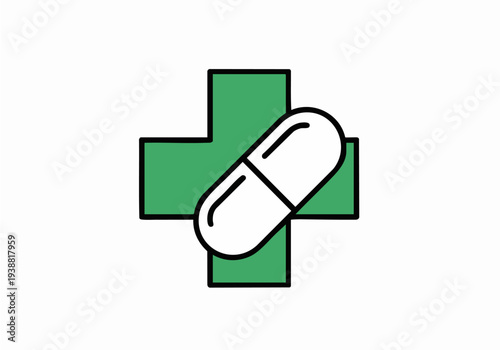 Medical Cross with Bandage Icon First Aid Healthcare Symbol Vector