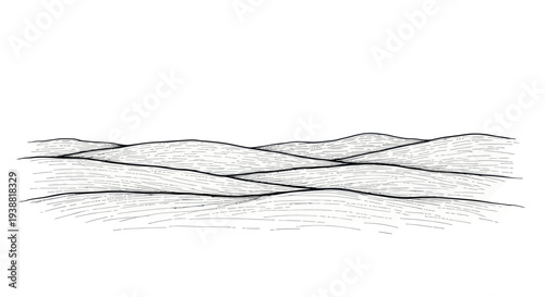 Hand drawn sketch of rolling hills or sand dunes.