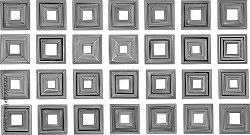 Geometric Abstract Squares Pattern, Black and White Optical Illusion, Minimalist Design, Modern Art, Vector Background