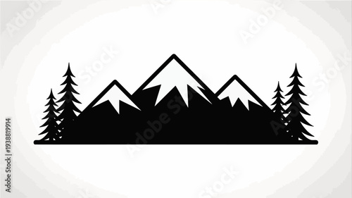 Pine trees silhouettes. Evergreen coniferous forest silhouette, nature spruce tree park, forest landscape