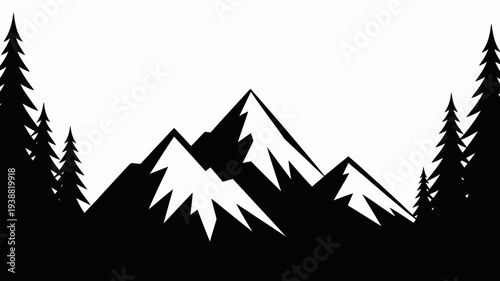 Pine trees silhouettes. Evergreen coniferous forest silhouette, nature spruce tree park, forest landscape