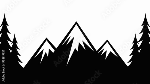 Pine trees silhouettes. Evergreen coniferous forest silhouette, nature spruce tree park, forest landscape