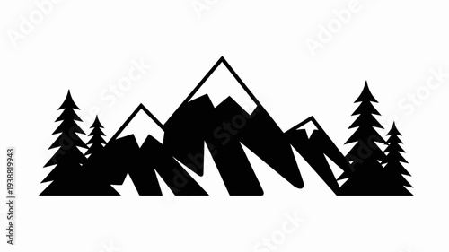 Pine trees silhouettes. Evergreen coniferous forest silhouette, nature spruce tree park, forest landscape