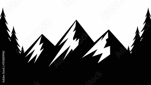 Pine trees silhouettes. Evergreen coniferous forest silhouette, nature spruce tree park, forest landscape