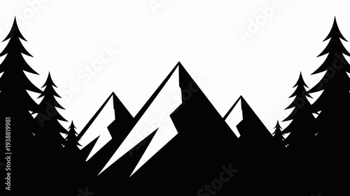 Pine trees silhouettes. Evergreen coniferous forest silhouette, nature spruce tree park, forest landscape