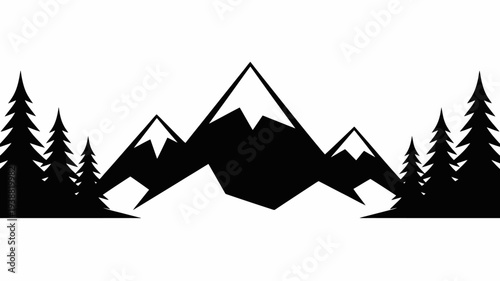 Pine trees silhouettes. Evergreen coniferous forest silhouette, nature spruce tree park, forest landscape