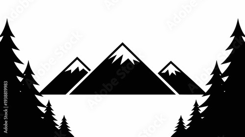 Pine trees silhouettes. Evergreen coniferous forest silhouette, nature spruce tree park, forest landscape