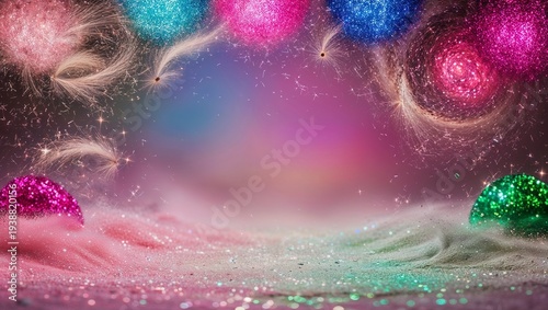 A magical composition of sparkles and glitter creates a fantasy land.