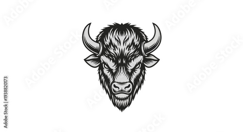 Black and white bull head illustration.