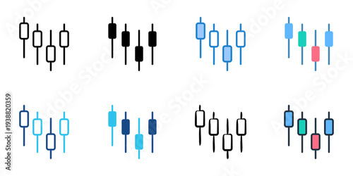 Stock market icons set multiple style collection. Editable stroke 
