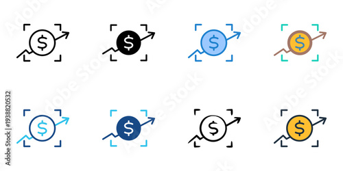 Index fund icons set multiple style collection. Editable stroke 
