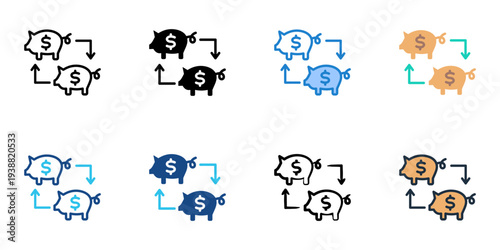 ETF icons set multiple style collection. Editable stroke 
