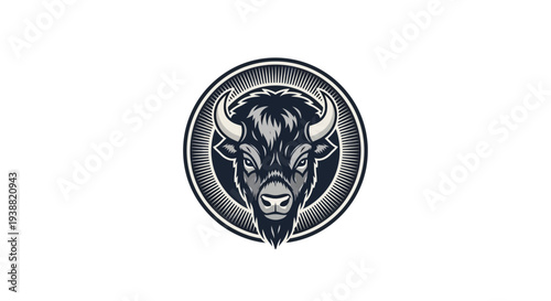 Black and white bison head logo.