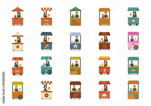Food Vendor Stand Illustration