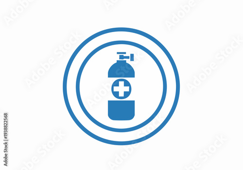 Medical Oxygen Tank Icon Flat Vector Healthcare Oxygen Cylinder Symbol