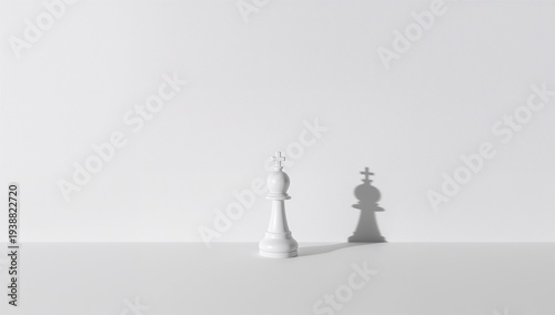 White chess king casting a shadow for a leadership strategy concept