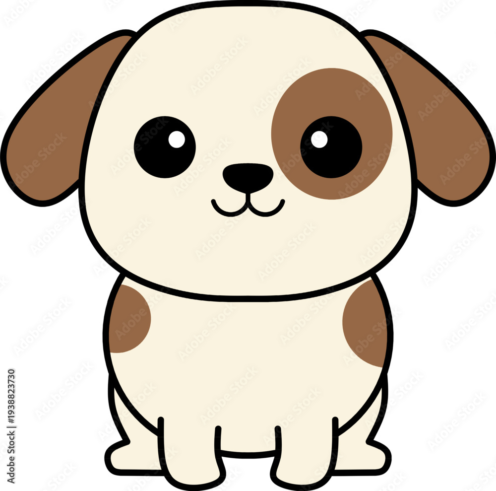 Fototapeta premium Cute puppy dog cartoon character illustration with brown spots isolated on white background