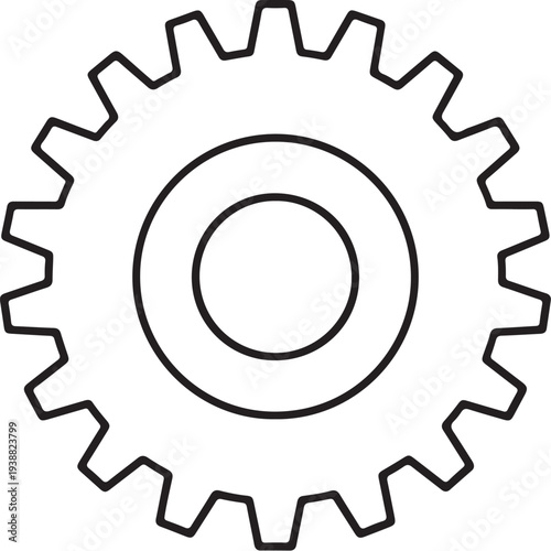 Spur Gear Wheel Mechanical Component Black and White Line Art Vector