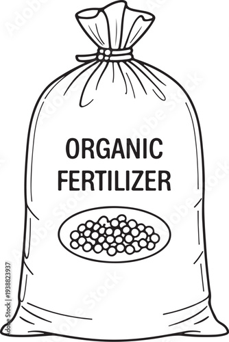 Organic Fertilizer Pellet Sack Line Art Sustainable Agriculture Product Packaging
