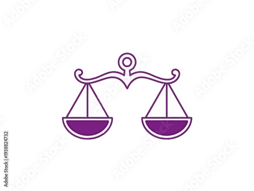 Purple Scales of Justice Symbol Illustration.