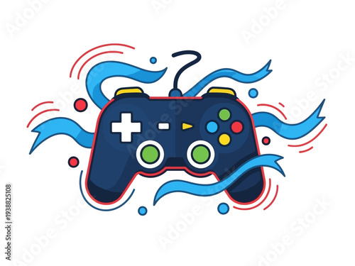 Video Game Controller with Colorful Abstract Elements.