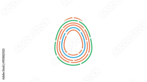 Multicolored concentric oval shapes on white.