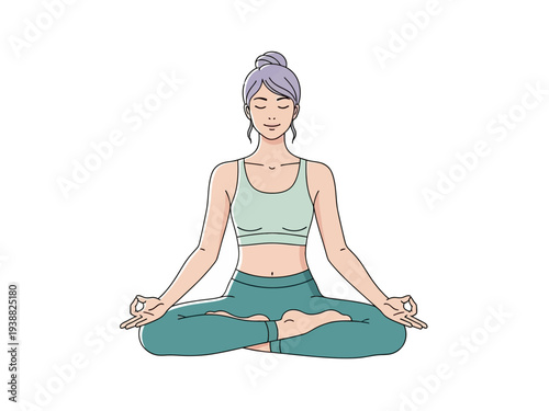 Woman Meditating in Lotus Pose Yoga.