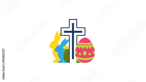 Easter Egg Cross Christian Symbol Decoration.