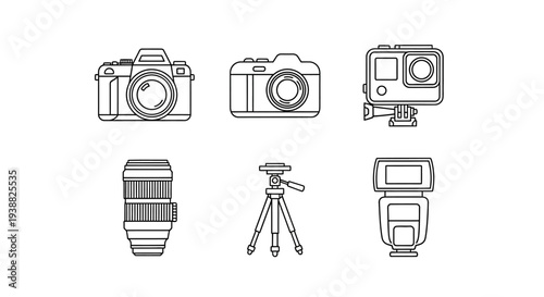 Cameras and photography equipment collection.