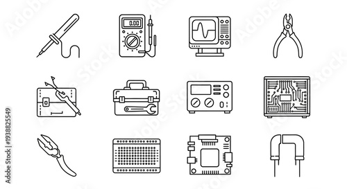 Various Electronic Components and Tools.