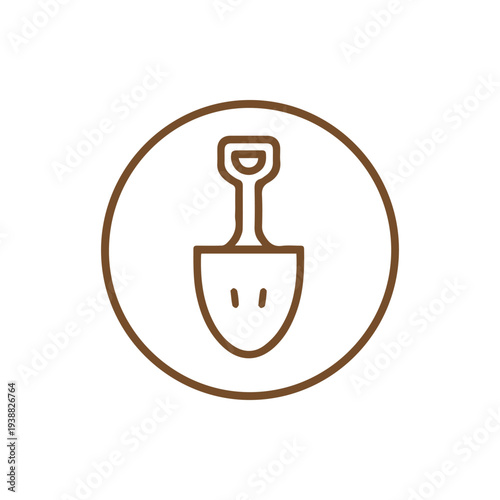 Minimalist Brown Shovel Icon for Gardening and Landscaping Design