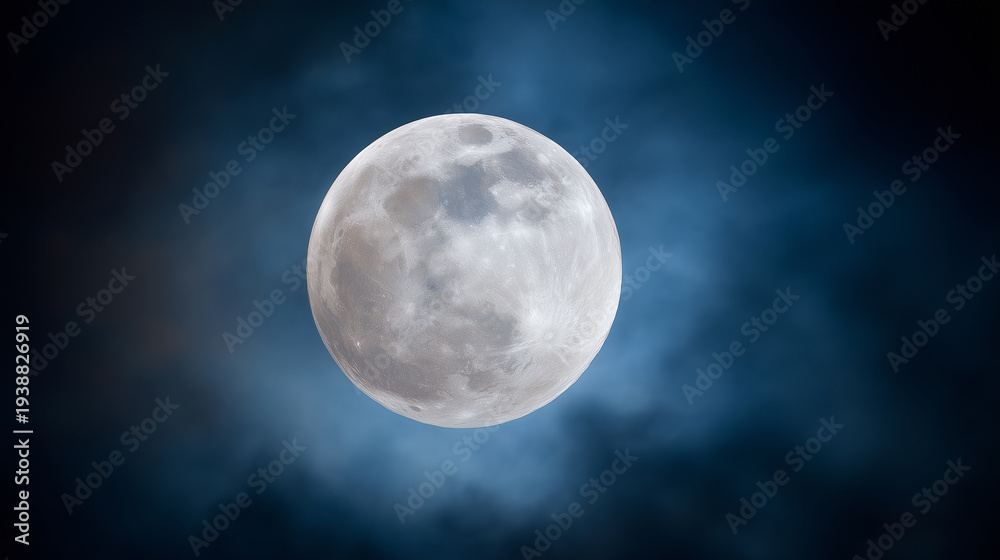 Fototapeta premium Moon in Blue Night Sky